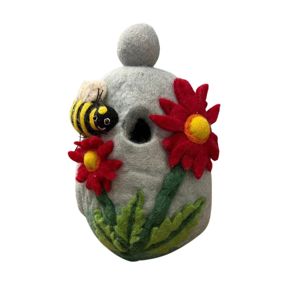Global Crafts Wild Woolies Handmade Felt Birdhouse, Bumblebee
